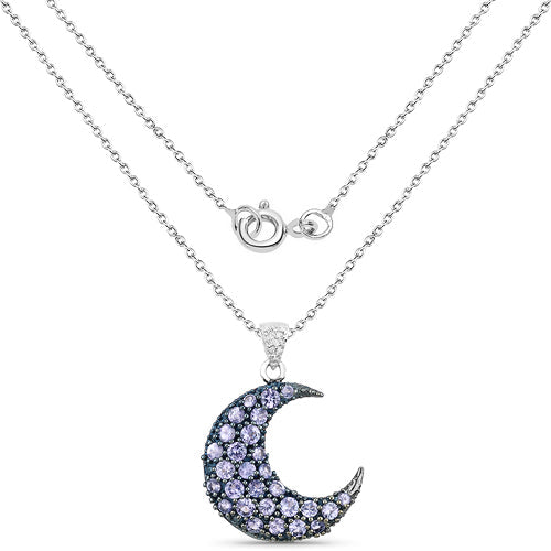 Pendentif en argent sterling 925 avec tanzanite véritable de 2,23 carats et zircon blanc
