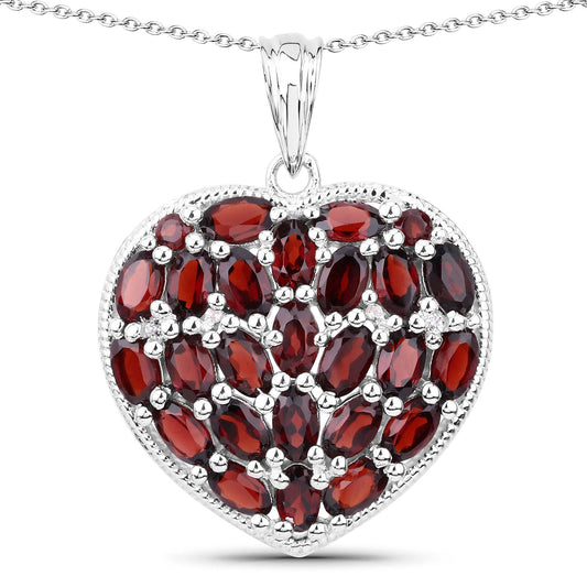 6,98 Karat echter Granat und weißer Topas, Anhänger aus 925er Sterlingsilber