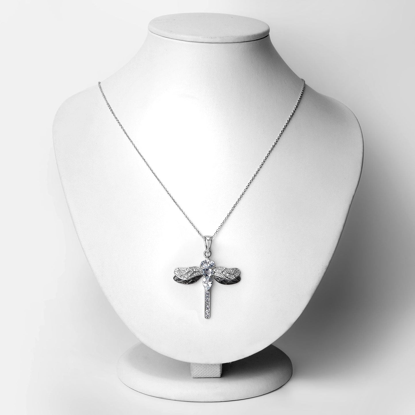 1,86 Karat echter Aquamarin und weißer Zirkon, Anhänger aus 925er Sterlingsilber