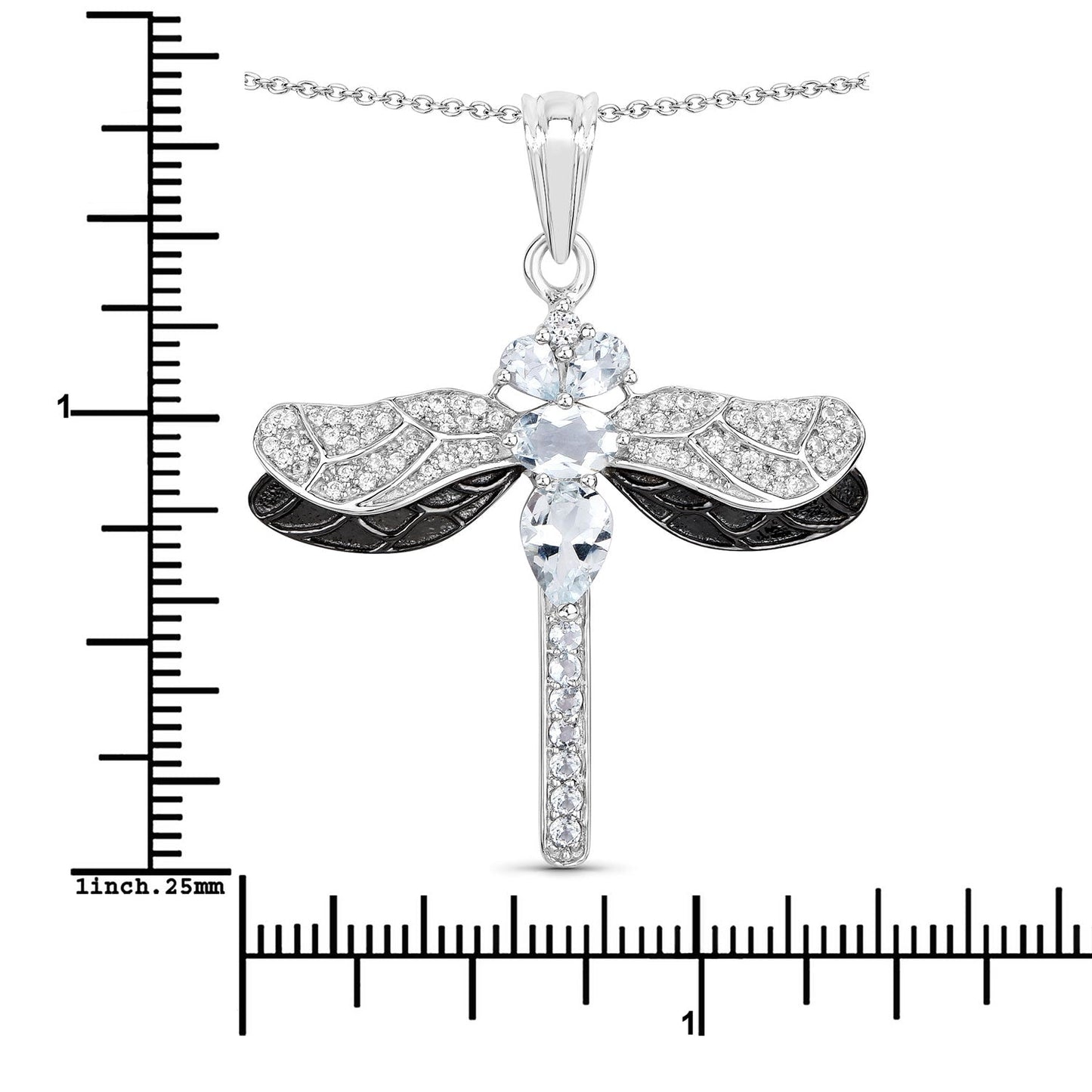 1,86 Karat echter Aquamarin und weißer Zirkon, Anhänger aus 925er Sterlingsilber