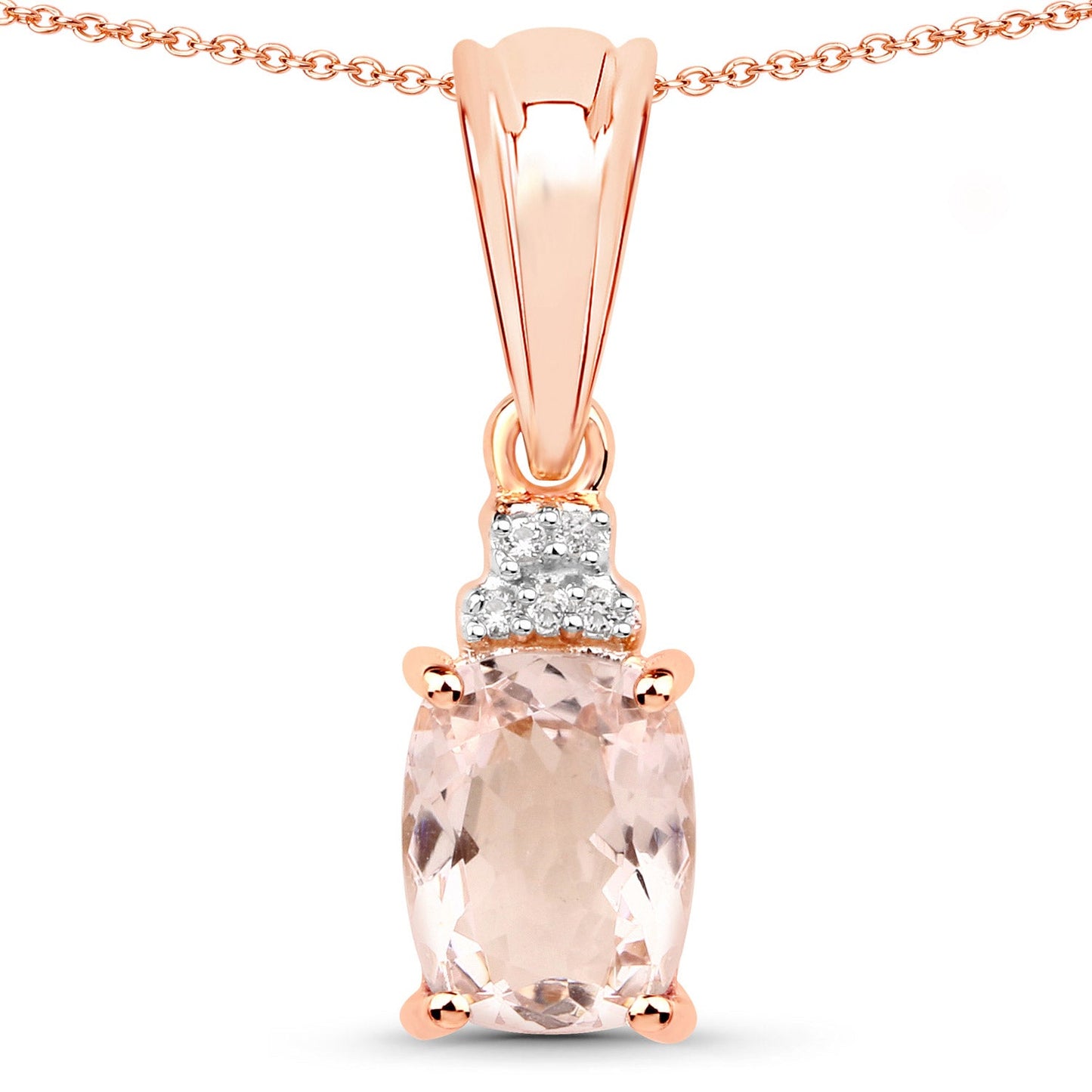 Pendentif en argent sterling 925 avec morganite véritable de 1,12 carat et topaze blanche