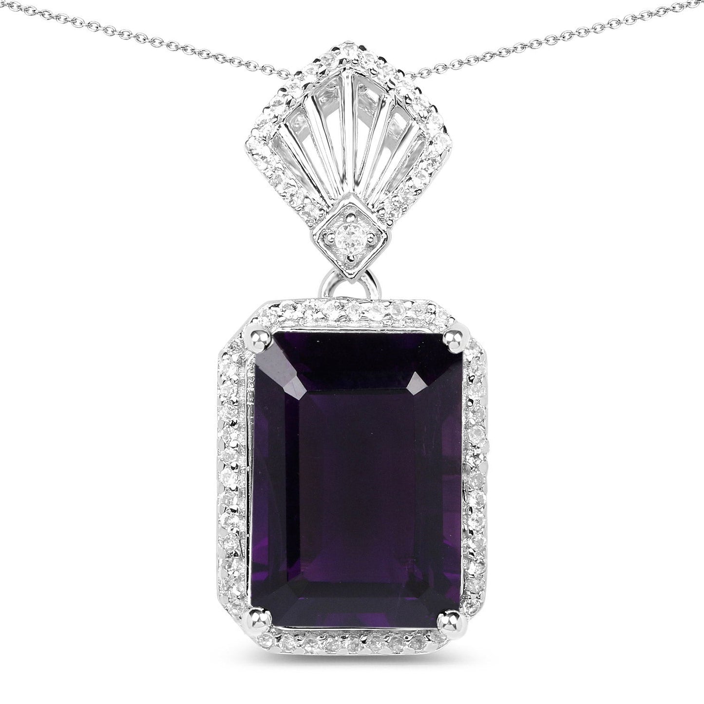 7,37 Karat echter Amethyst und weißer Zirkon, Anhänger aus 925er Sterlingsilber