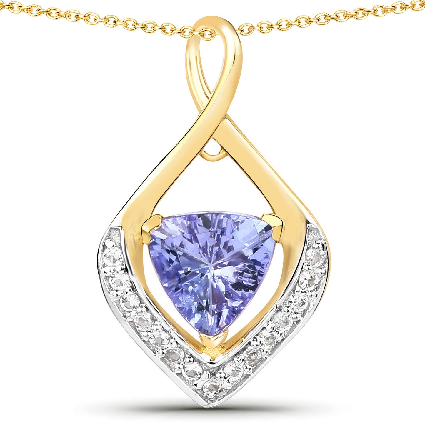 Pendentif en argent sterling 925 avec tanzanite véritable de 0,96 carat et topaze blanche