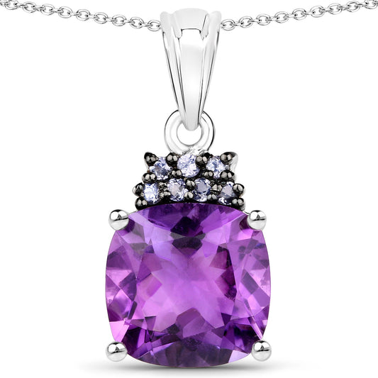 6.10 Karat echter Amethyst- und Tansanit-Anhänger aus 925er Sterlingsilber