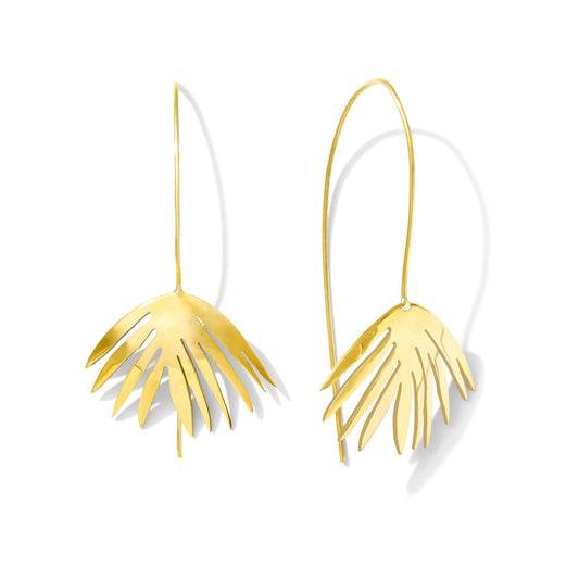 Palmbaum-Ohrringe aus recyceltem Messing, handgefertigt, Palmenmotiv, leicht