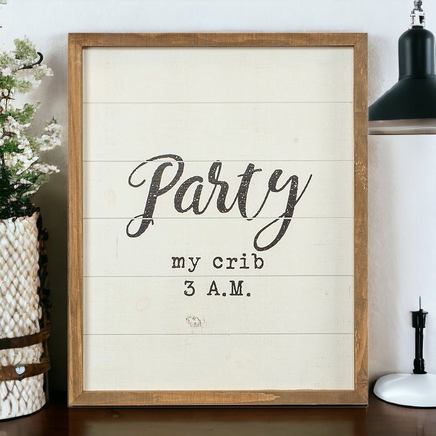 Panneau de chambre d'enfant rustique en bois « My Crib 3 AM » - Cadeau de fête prénatale fait à la main 16 x 20