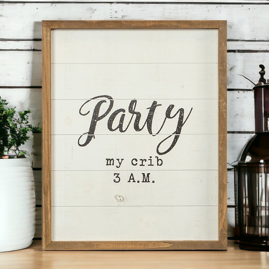 Panneau de chambre d'enfant rustique en bois « My Crib 3 AM » - Cadeau de fête prénatale fait à la main 16 x 20