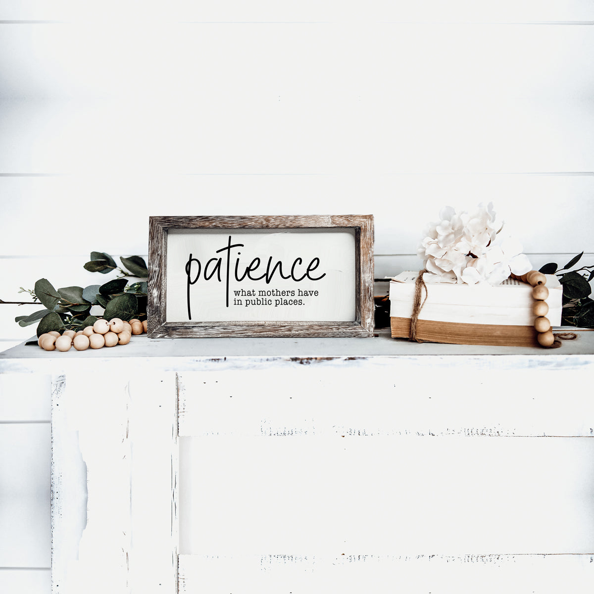 Pancarte en bois "Patience de Maman", Citation drôle pour maman, Décoration intérieure rustique