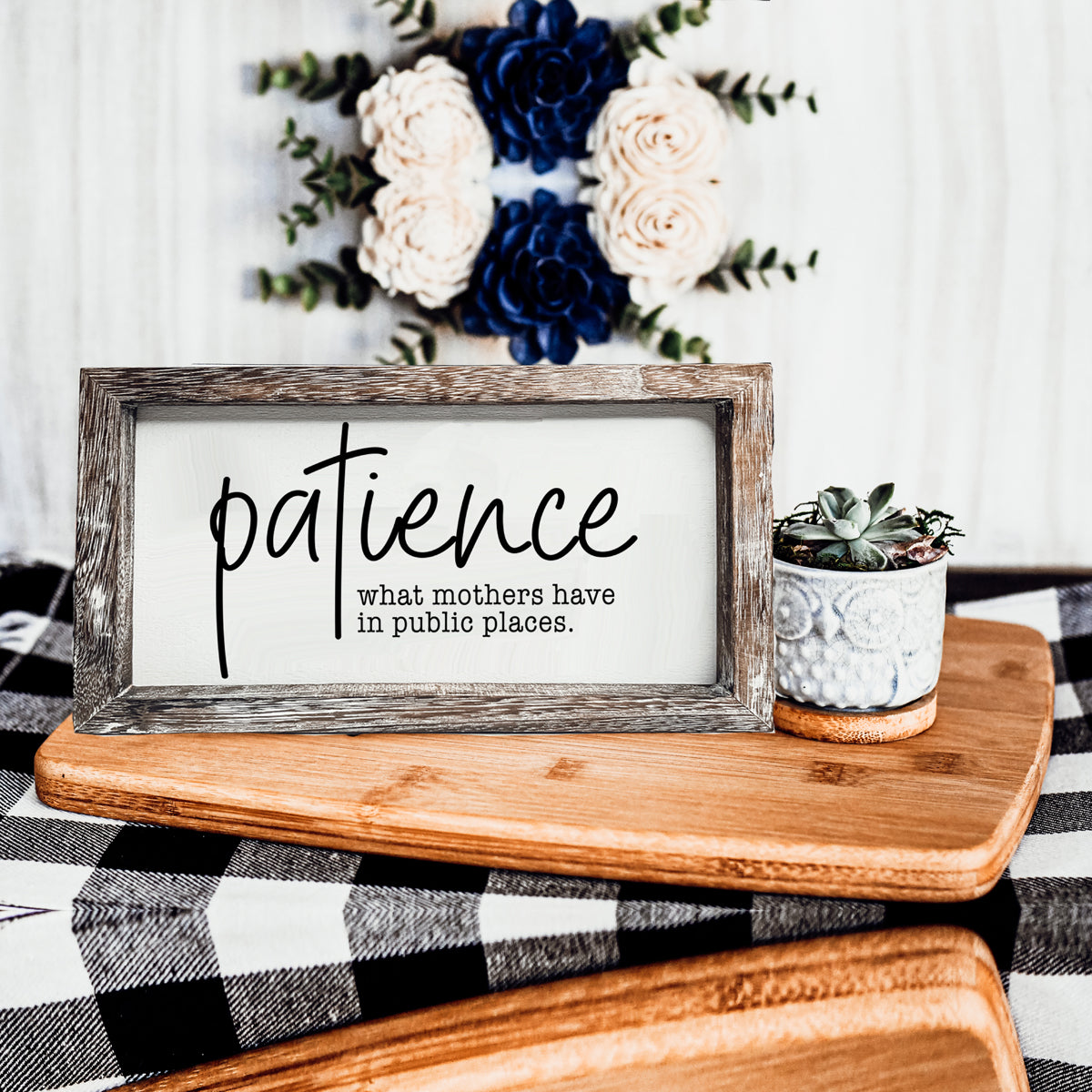 Pancarte en bois "Patience de Maman", Citation drôle pour maman, Décoration intérieure rustique
