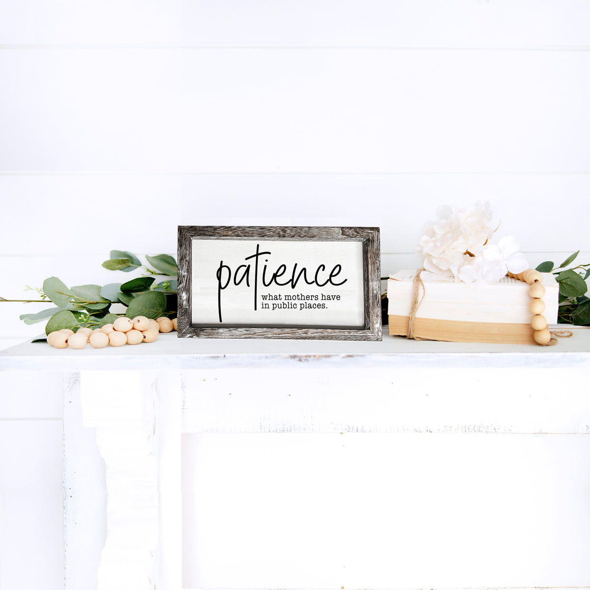 Pancarte en bois "Patience de Maman", Citation drôle pour maman, Décoration intérieure rustique