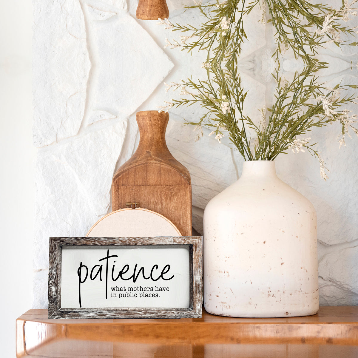 Pancarte en bois "Patience de Maman", Citation drôle pour maman, Décoration intérieure rustique
