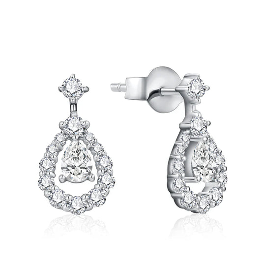 Clous d'oreilles moissanite taille poire 4x3mm en argent sterling 925 étincelants pour mariée