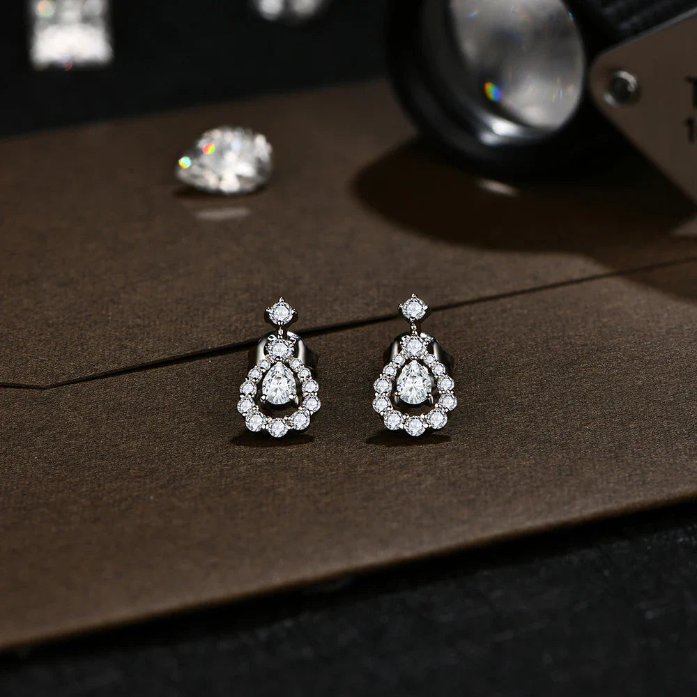 Pear Cut 4x3mm Moissanite Stud Earrings 925 Sterling Silver Bridal Sparkle