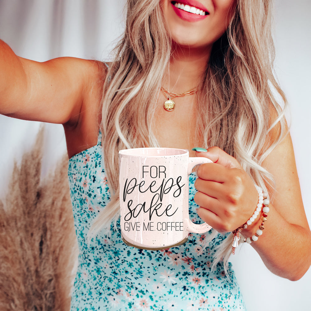 For Peep's Sake Kaffeetasse 473ml Keramik Pastellblau Rosa Lustiges Geschenk