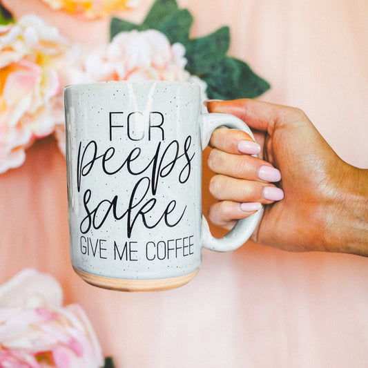 Tasse à café "For Peep's Sake" 47 cl en céramique, pastel bleu et rose, cadeau amusant