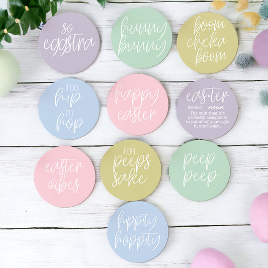 Sous-verres de Pâques en céramique de printemps 10 cm - Lot de sous-verres mignons motif floral lapin pour boissons