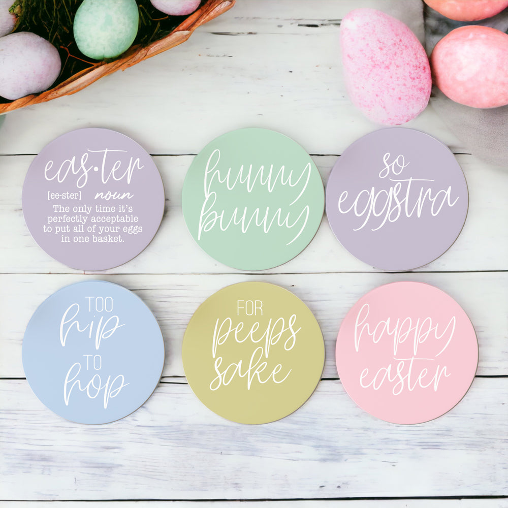 Ostern Keramik Untersetzer Set Frühling 10 cm Saugfähige Getränkeuntersetzer Tischschoner Packung