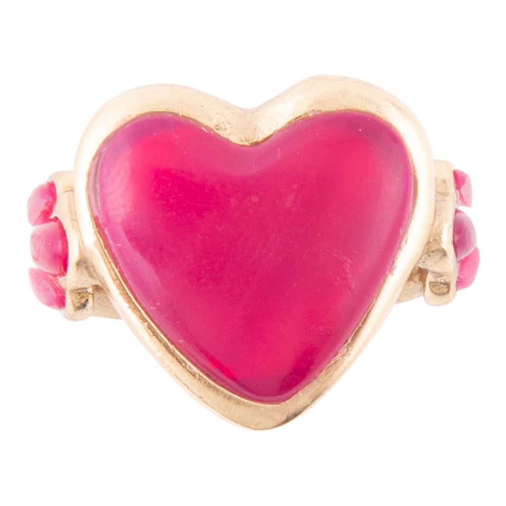 Statement-Ring Herz Pinker Achat Gold