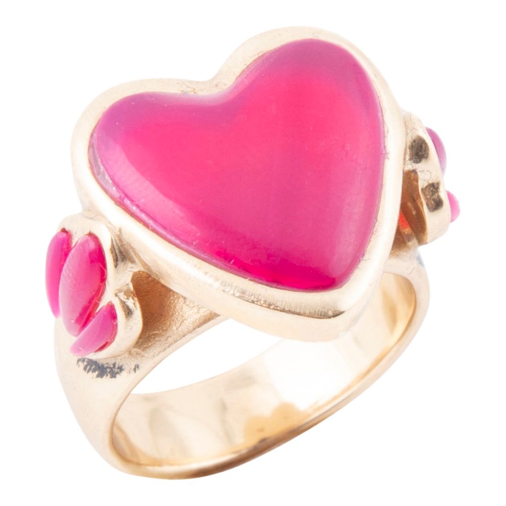Statement-Ring Herz Pinker Achat Gold