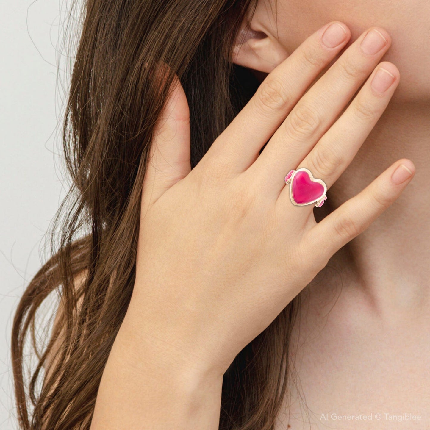 Statement-Ring Herz Pinker Achat Gold