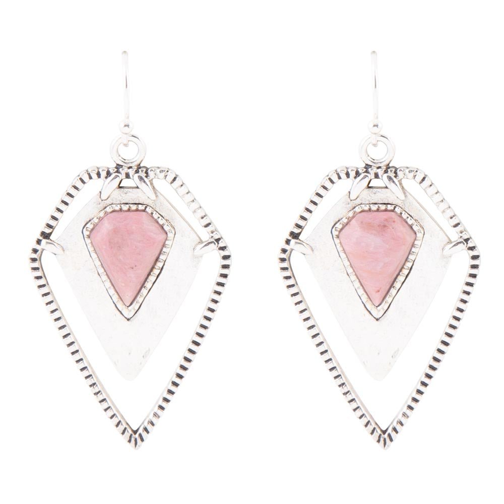 Ohrhänger aus Sterlingsilber mit Rhodochrosit-Schild