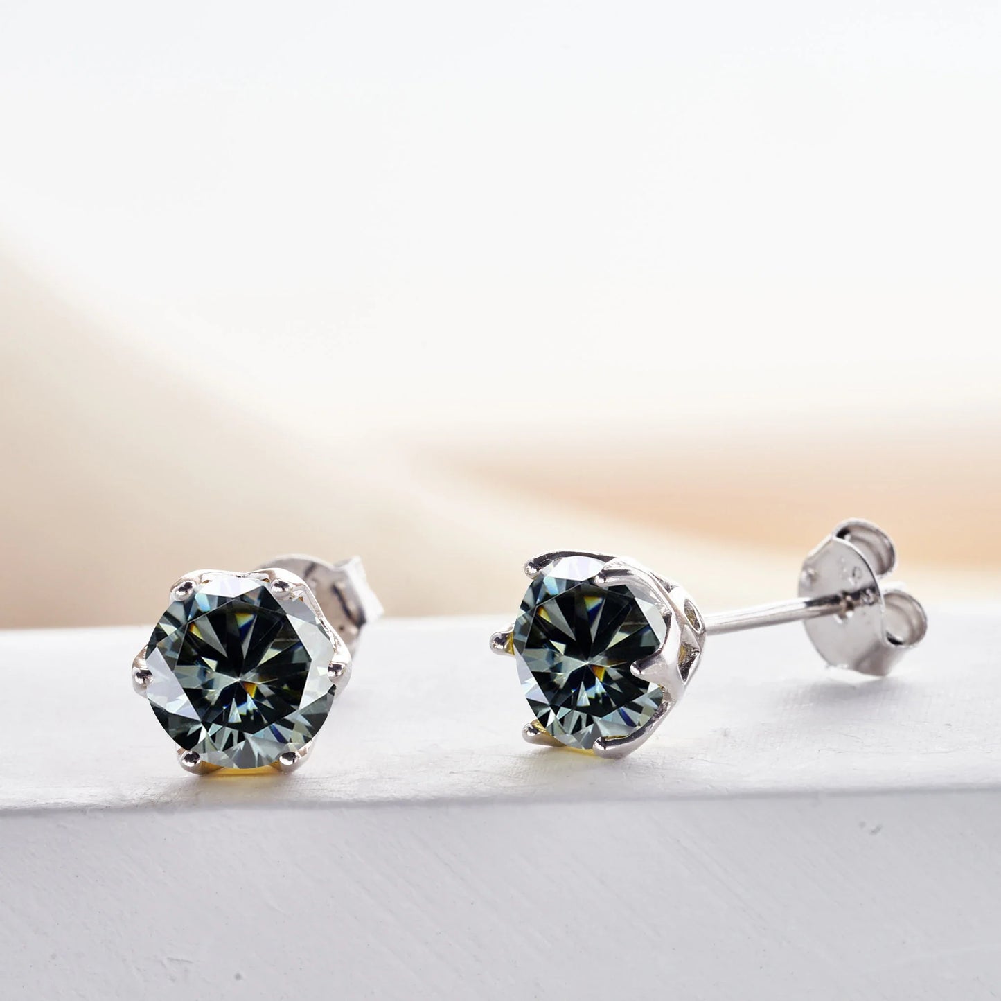 Boucles d'oreilles clous en moissanite rose et bleu roi en argent sterling S925, 0,5 1 2 carats, pour mariée
