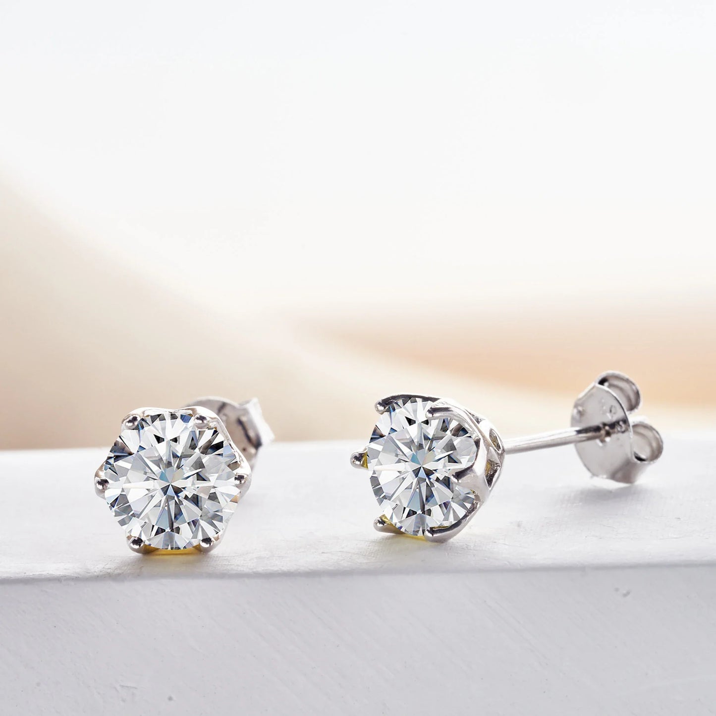 Boucles d'oreilles clous en moissanite rose et bleu roi en argent sterling S925, 0,5 1 2 carats, pour mariée