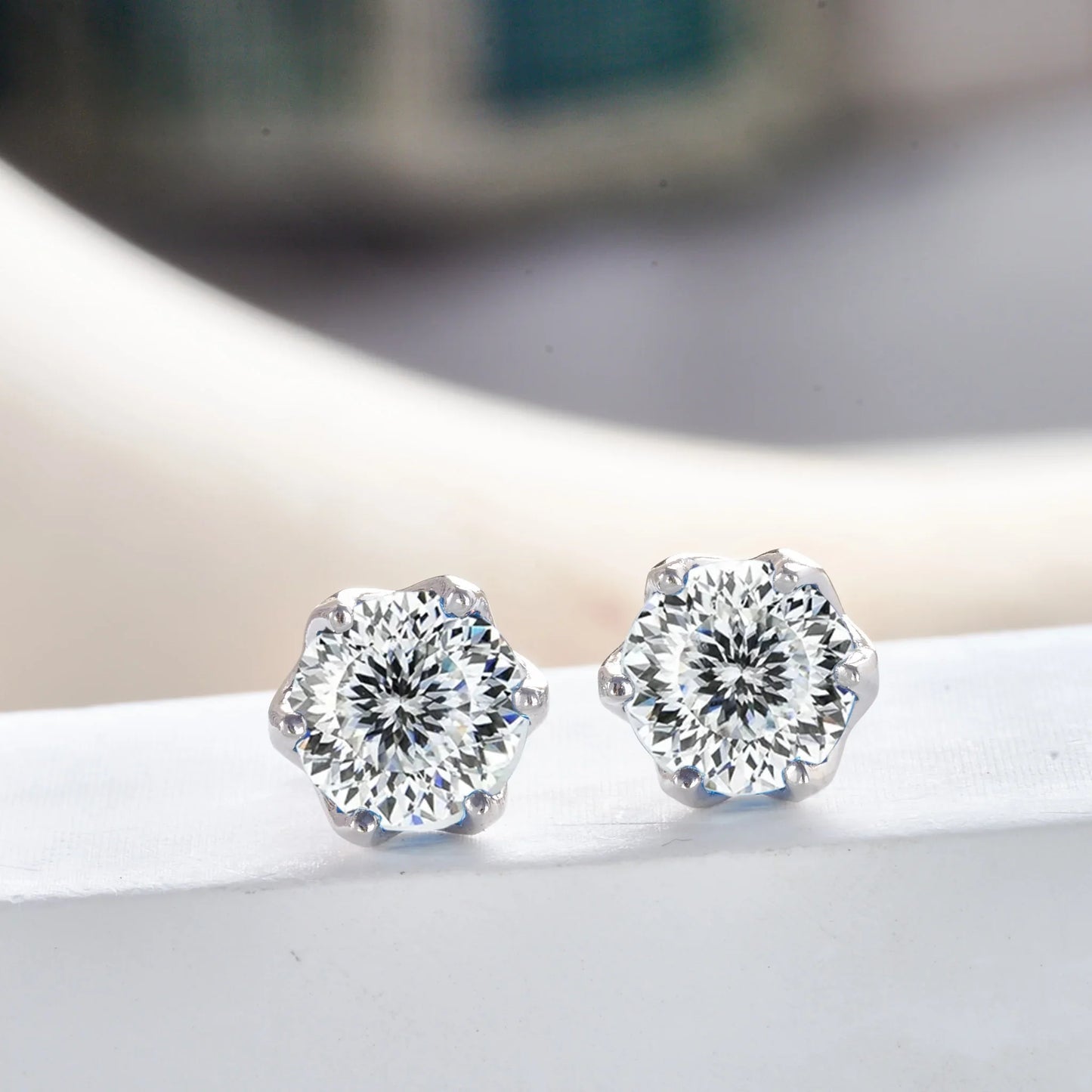 Boucles d'oreilles clous en moissanite rose et bleu roi en argent sterling S925, 0,5 1 2 carats, pour mariée