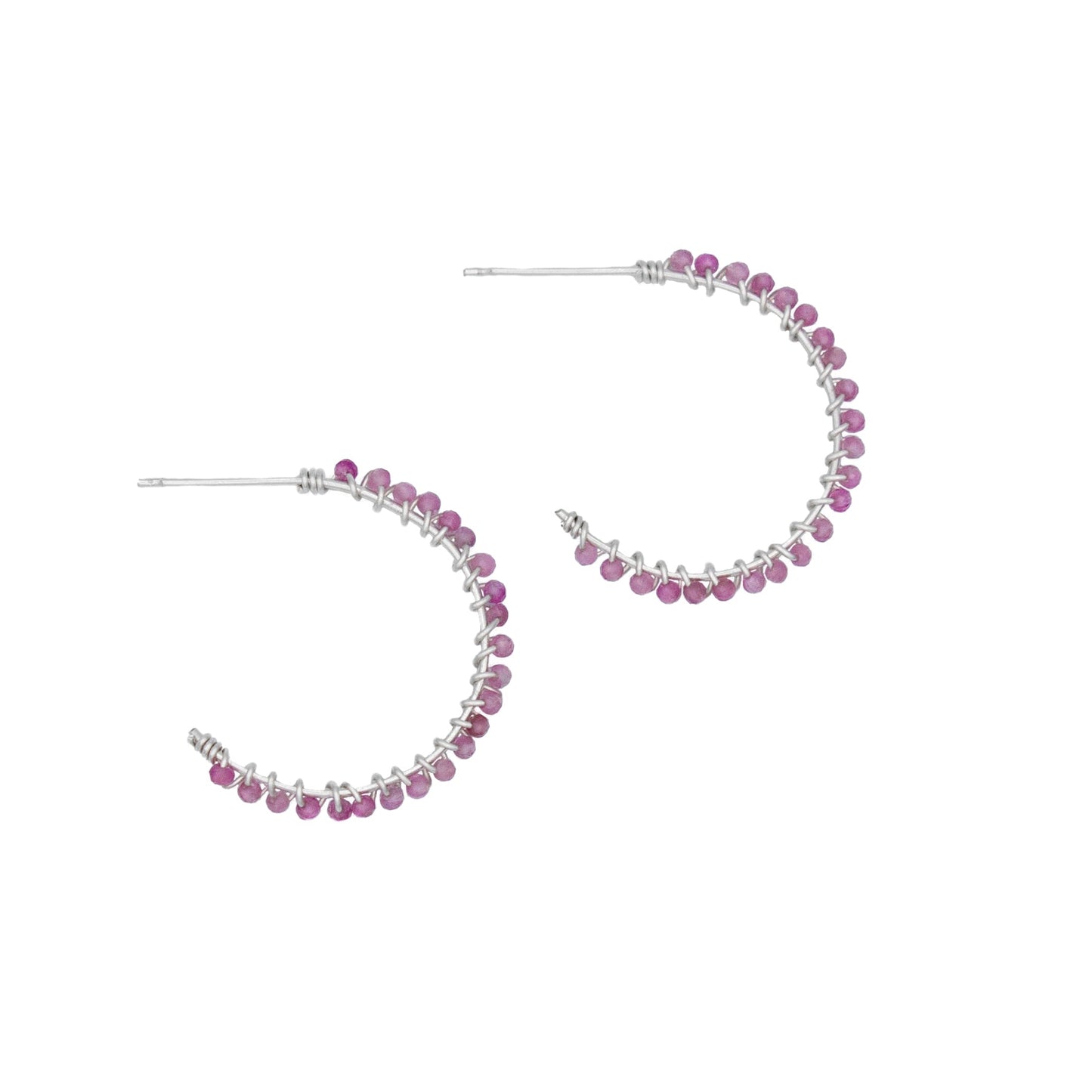 Ohrringe aus Sterlingsilber mit rosa Turmalin, klein, als Creolen
