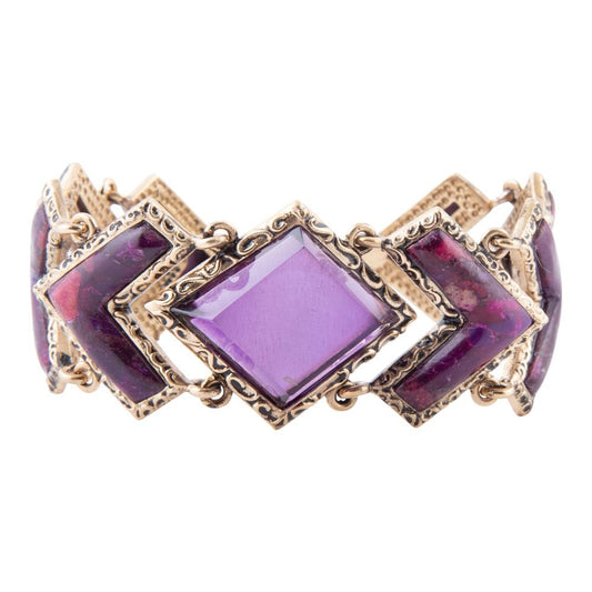 Spitzes Lila Türkis Goldenes Gliederarmband