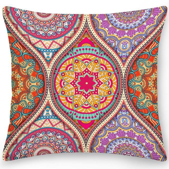 Polyester Pillow Case Square Cushion Cover Pillow Double Sides Ethnic Flower Bohemian Throw Pillow Covers Pillow Covers Retro Floral Cushion Covers Spiritual Decor Square Pillowcase Office Home Decoration