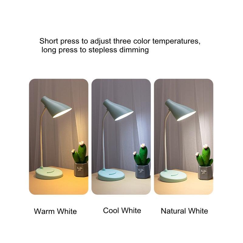 Portable USB Rechargeable LED Folding Desk Lamp Eye Protection Touch Dimming Working Reading Table Lamp  For Book Bed Office Decorative Table Lamp Cute Study Lamps for Bedroom Décor