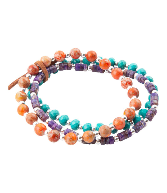 Prescott Blau Magnesit Lila und Orange Armband-Set