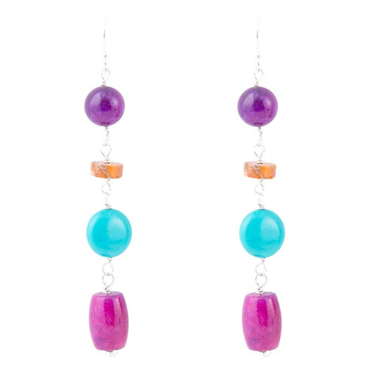 Boucles d'oreilles pendantes en argent sterling Prescott Blue Magnésite