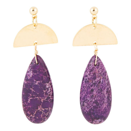 Boucles d'oreilles pendantes Prescott Purple Jasper Golden