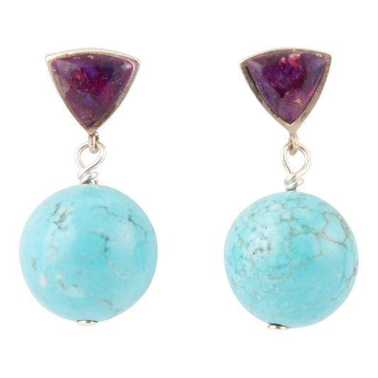 Boucles d'oreilles pendantes en argent sterling et turquoise violette Prescott