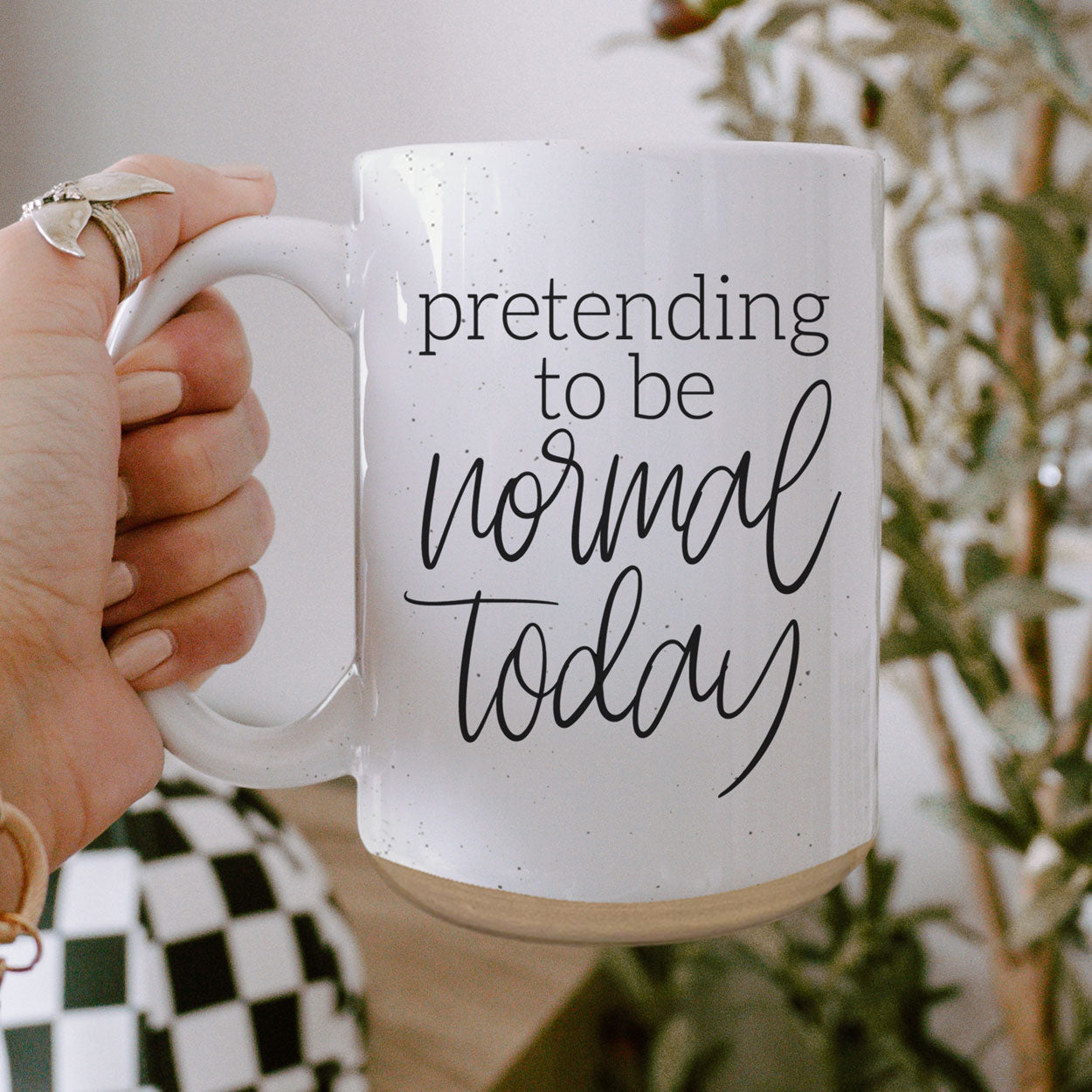 Mug à café en céramique "Je fais semblant d'être normal aujourd'hui" 470 ml – Cadeau de bureau amusant