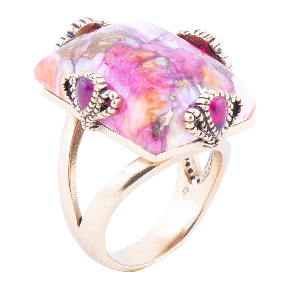 Bague Œil Prisme en Huître Épineuse Rose
