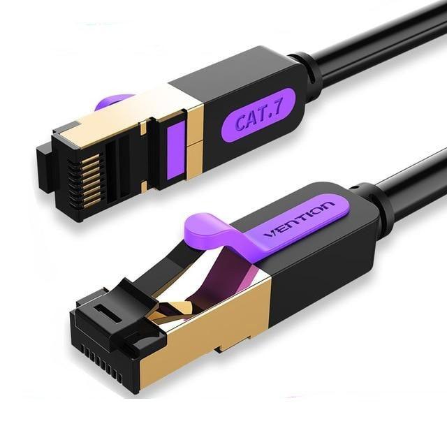 Black Gold Ethernet Cable Cat7 RJ45 Lan Cable SSTP Network Internet Fast LAN Wire Network Gold Plated Patch Cord Cable For PC Router Laptop Cable Ethernet