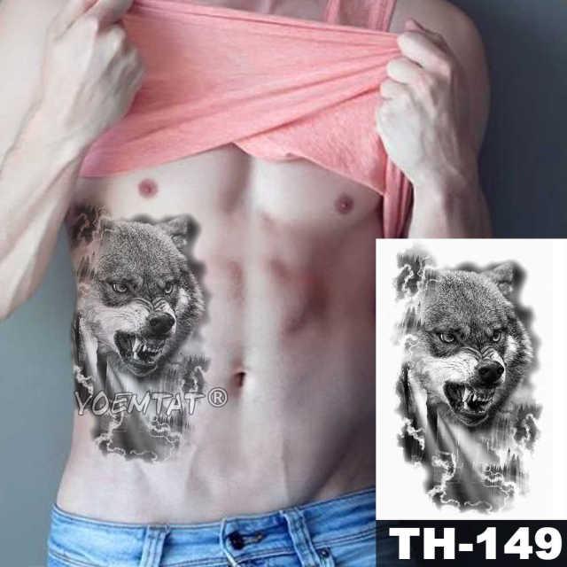 Realistic Temporary Lion Wolf Sticker Tattoo Waterproof  Elegant Body Arm Warrior Tattoo For Mens