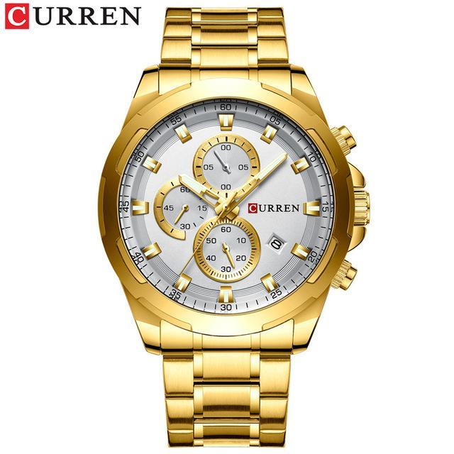 Men's  Water Resistant Watch With Chronometers Day View Unique Design Perfect Gift
