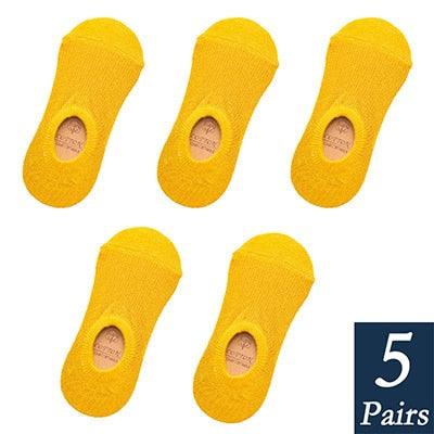 Women's Cute Cotton Invisible No Show Non-Slip Summer Candy Solid Color Silicone Short Socks Fashion Thin Ankle Boat Socks