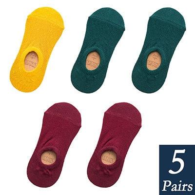 Women's Cute Cotton Invisible No Show Non-Slip Summer Candy Solid Color Silicone Short Socks Fashion Thin Ankle Boat Socks