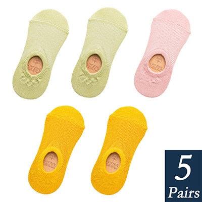 Women's Cute Cotton Invisible No Show Non-Slip Summer Candy Solid Color Silicone Short Socks Fashion Thin Ankle Boat Socks