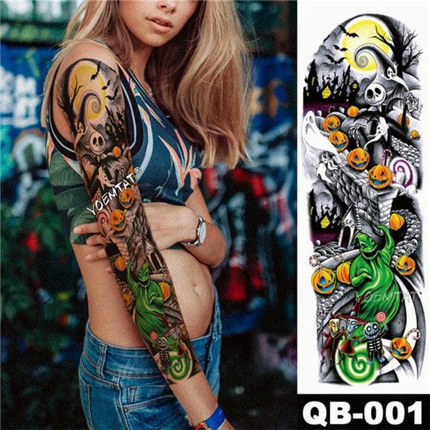 Large Tattoo Sleeve Arm Waterproof Temporary Sticker Tiger Fox For Arm Luxury Colorful Design