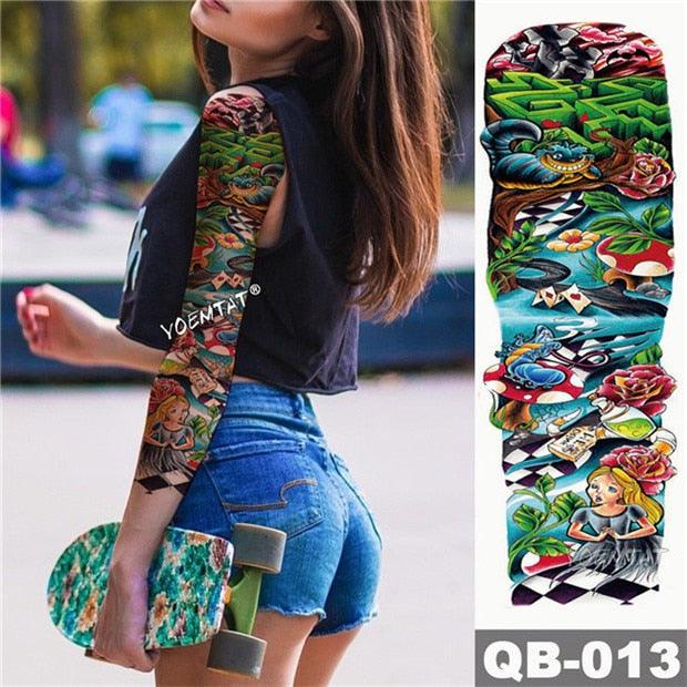 Large Tattoo Sleeve Arm Waterproof Temporary Sticker Tiger Fox For Arm Luxury Colorful Design