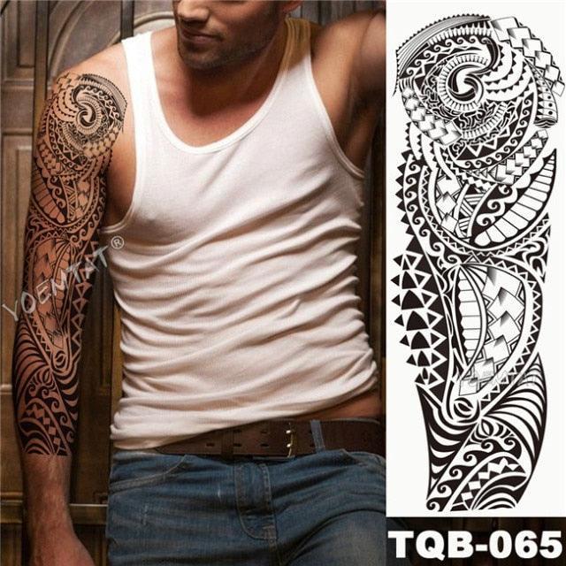 Large Tattoo Sleeve Arm Waterproof Temporary Sticker Tiger Fox For Arm Luxury Colorful Design