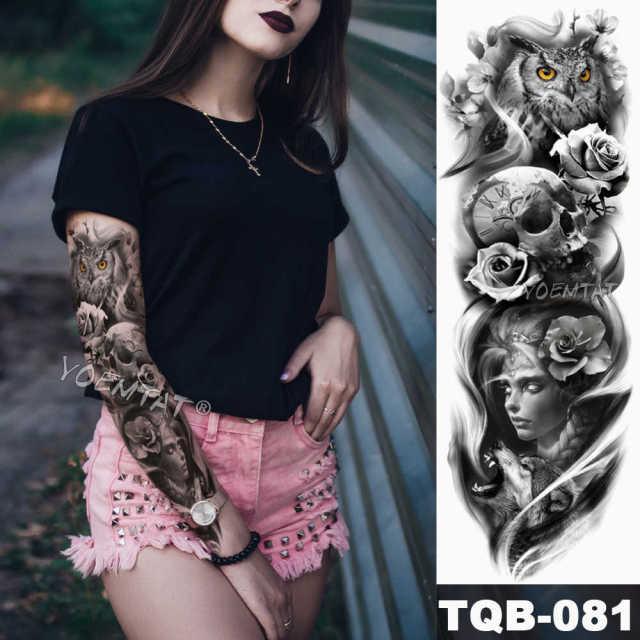 Large Tattoo Sleeve Arm Waterproof Temporary Sticker Tiger Fox For Arm Luxury Colorful Design