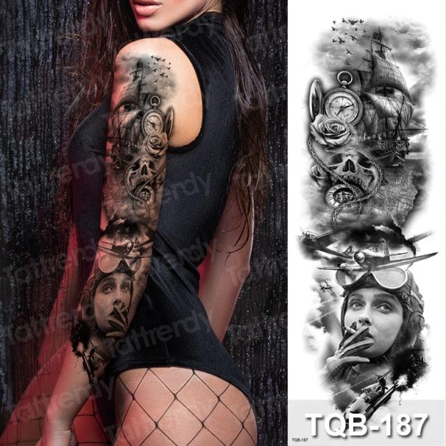Luxury Black Temporary Tattoo Waterproof Big Lion Tattoo For Body Arm Legs Modern Large Design