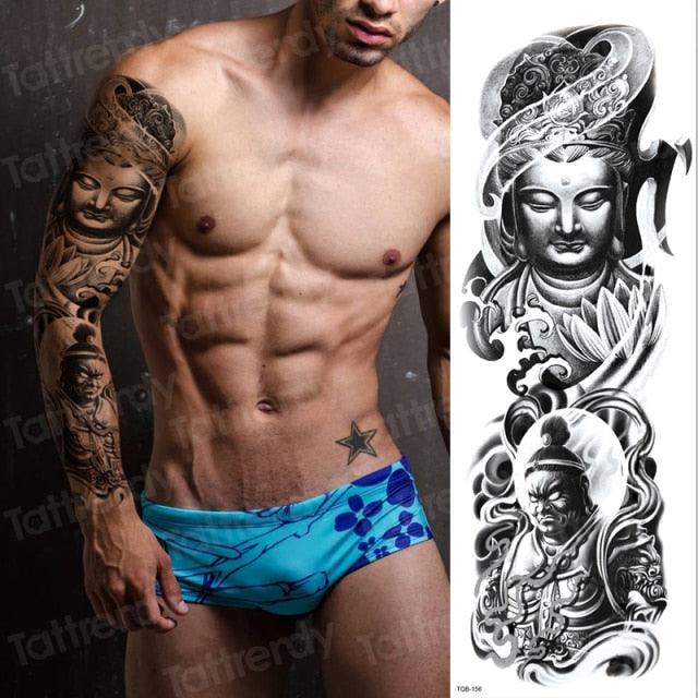 Luxury Black Temporary Tattoo Waterproof Big Lion Tattoo For Body Arm Legs Modern Large Design
